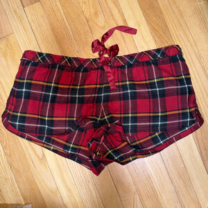 SKIMS Flannel Sleep Drawstring Shorts Merlot Red Plaid Size XL SKU703